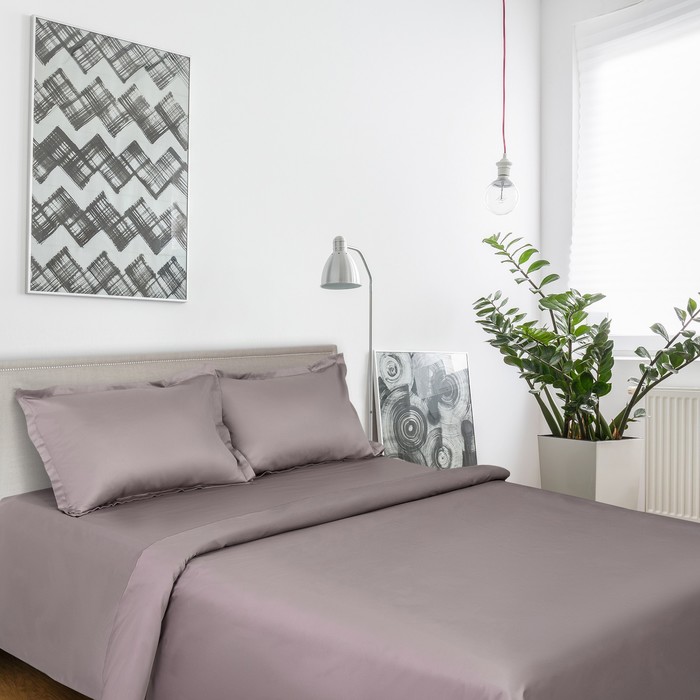 Постельное бельё "Этель" 1,5 сп. Серый опал 143х215 см, 150х214 см, наволочки 50х70 + 3 см - 2 шт., сатин 128 г/м²