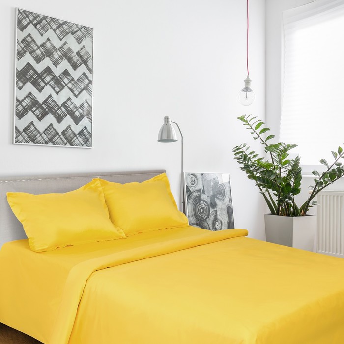 Постельное бельё "Этель" 1,5 сп. Шафрановое утро 143х215 см, 150х214 см, наволочки 50х70 + 3 см - 2 шт., сатин 128 г/м²