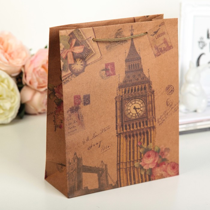 Пакет крафт "Биг Бэн", 20 х 8 х 25 см