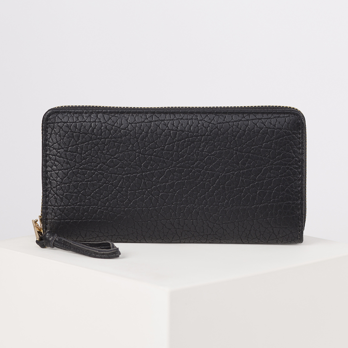 Кошелёк женский "Лейла", 3 отдела, для карт, для монет, цвет чёрный