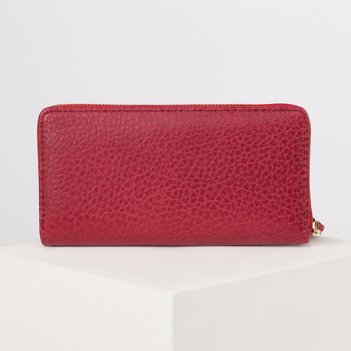 Кошелёк женский "Лейла", 3 отдела, для карт, для монет, цвет красный