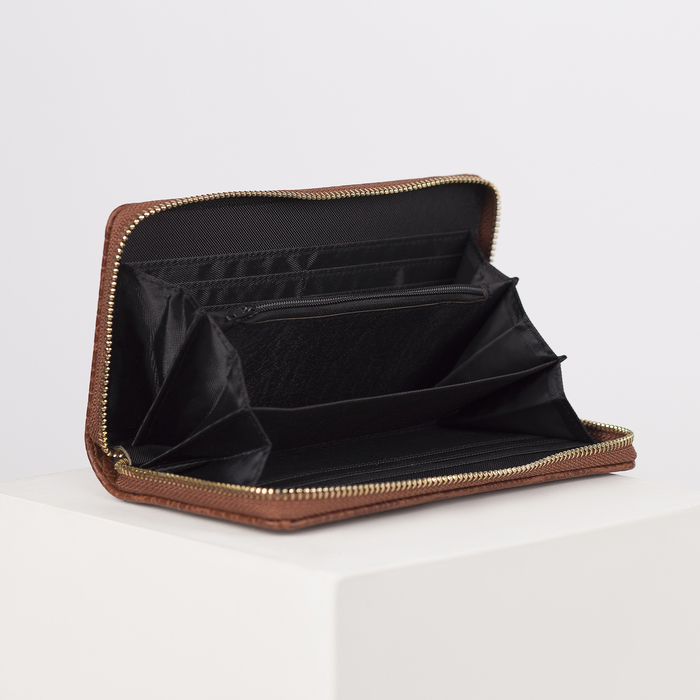 Кошелёк женский "Лейла", 3 отдела, для карт, для монет, цвет коричневый