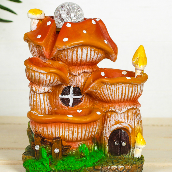 Фонтан "Домик мухомор" 18х26 см (с подсветкой)