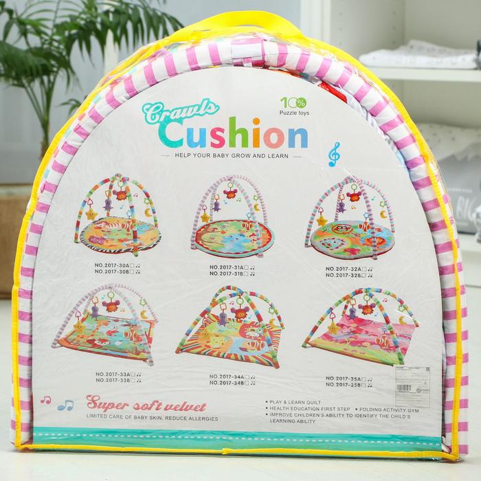 Развивающий коврик с дугами «Ёжик на прогулке», 5 игрушек, с подушечкой