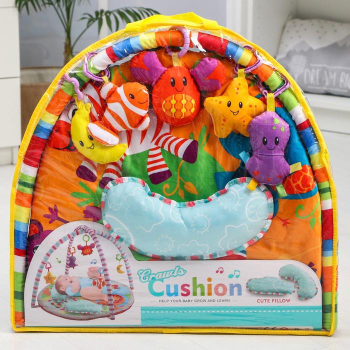 Развивающий коврик с дугами «Зоо», 5 игрушек, с подушечкой, музыкальная игрушка
