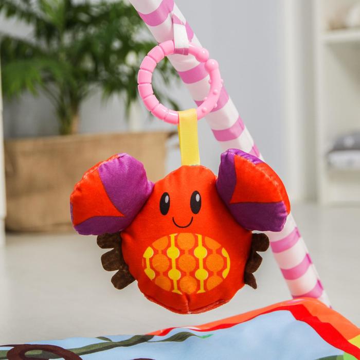 Развивающий коврик с дугами «Слоник и друзья», 5 игрушек, с подушечкой, музыкальная игрушка