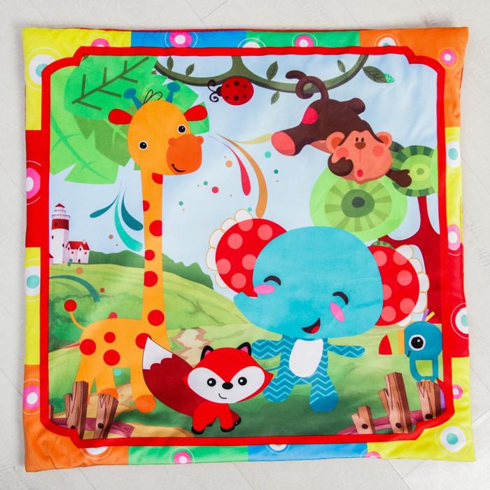 Развивающий коврик с дугами «Слоник и друзья», 5 игрушек, с подушечкой, музыкальная игрушка