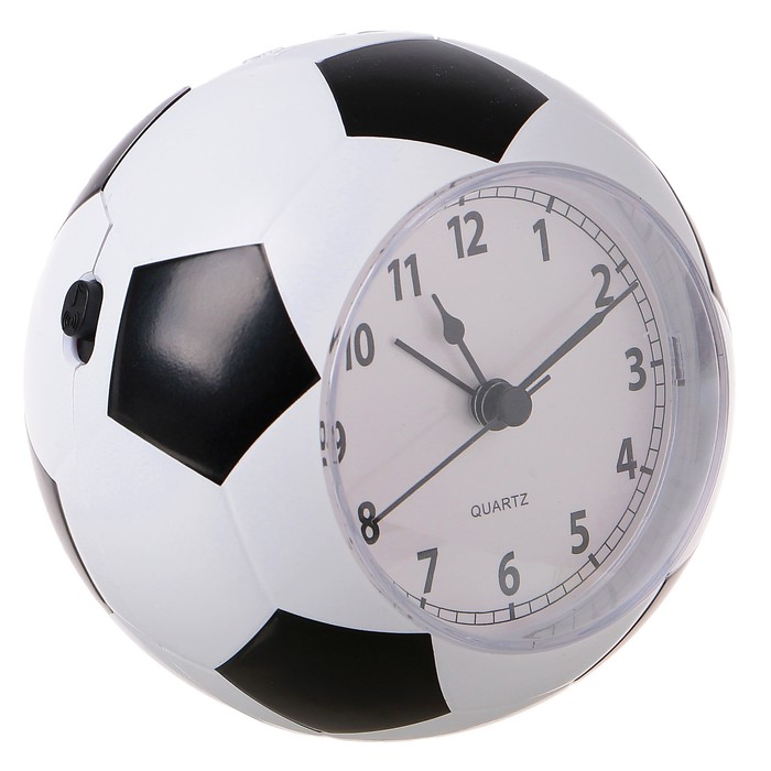 Будильник Футбольный мяч, 2 звука (Оле Оле и пиликание), черно-белый, 9,5х10,5х10,5 см