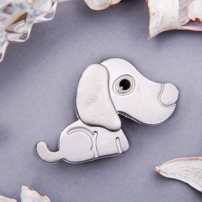 Брошь "Спаниель", цвет серебро