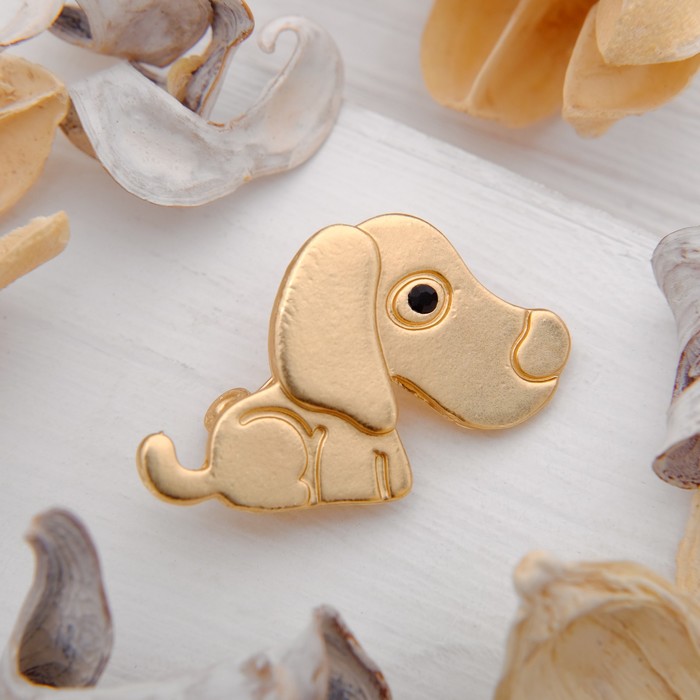 Брошь "Спаниель", цвет золото