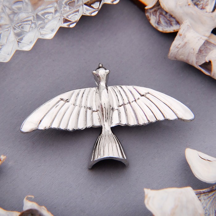 Брошь "Сойка-пересмешница", цвет серебро