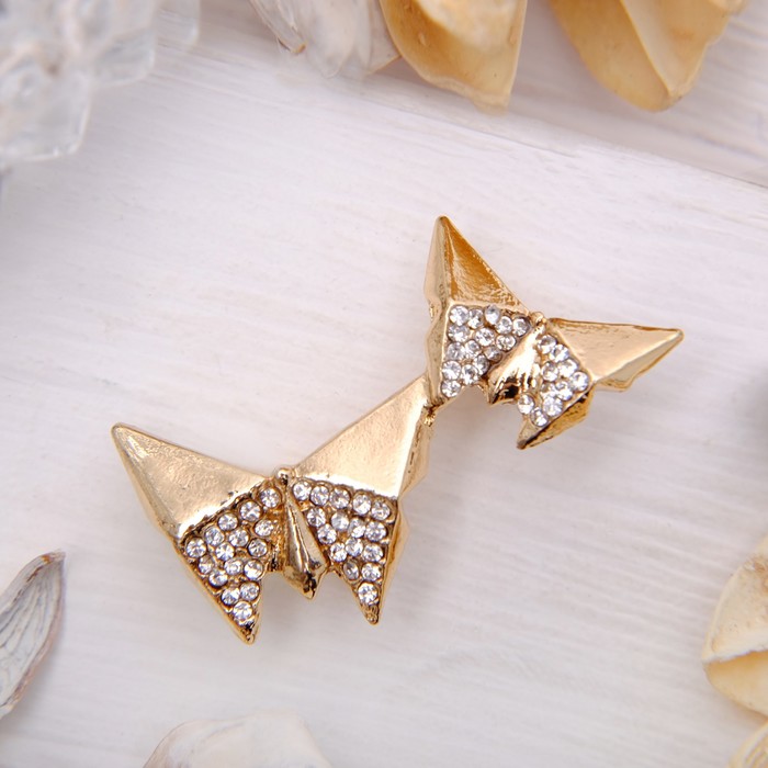 Брошь "Бабочки в паре", цвет белый в золоте