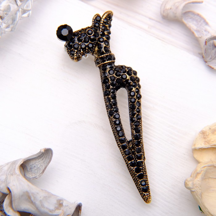 Брошь "Барбос", цвет синий в черненом золоте