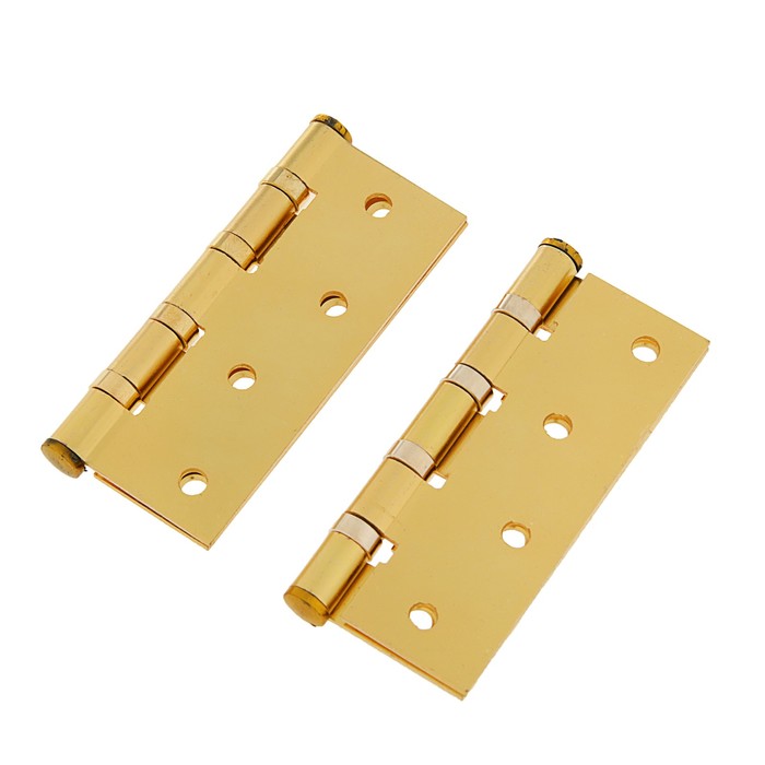 Петля накладная, 100х75х2 мм, универсальная, 4 подшипника, цвет золото, 2 шт.