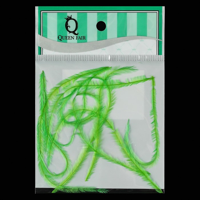 Перья для декора ногтей, цвет зелёный