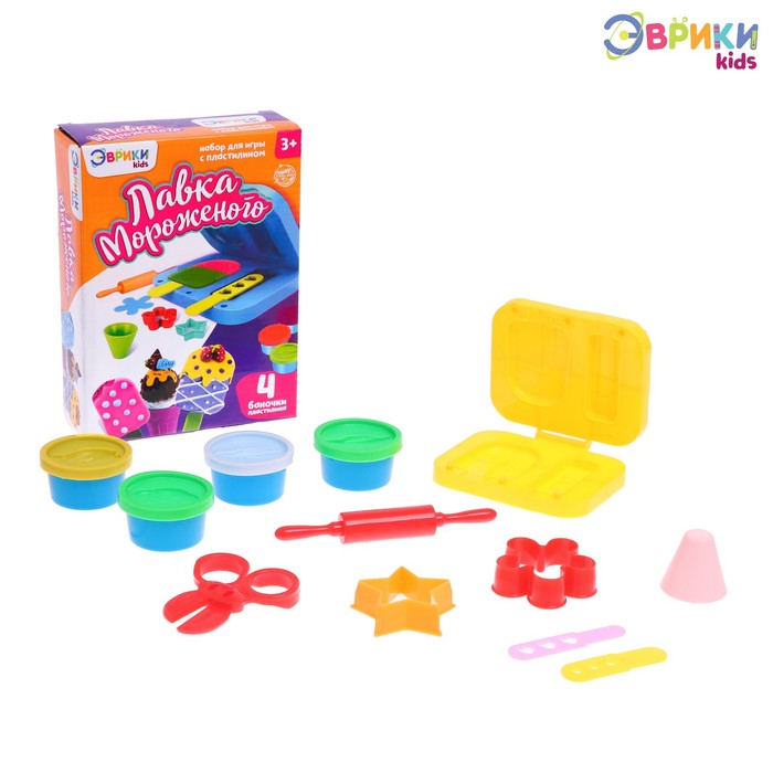 Набор для игры с пластилином «Лавка мороженого», 4 баночки пластилина