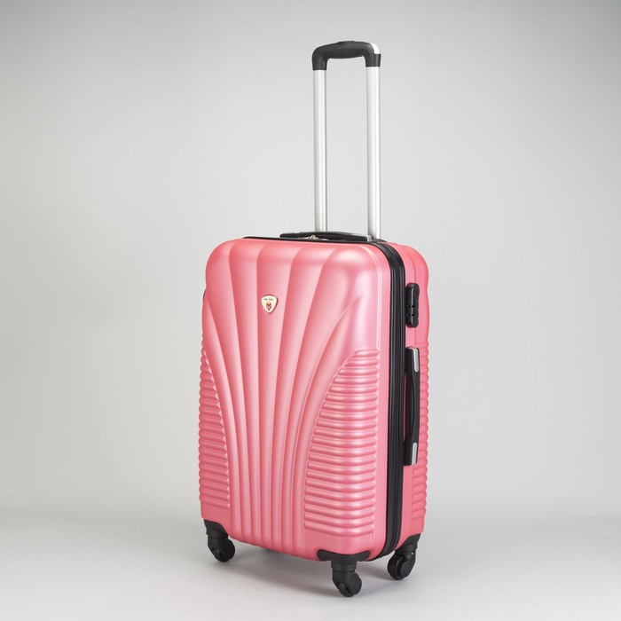 Чемодан большой 28", отдел на молнии, кодовый замок, 4 колеса, цвет розовый