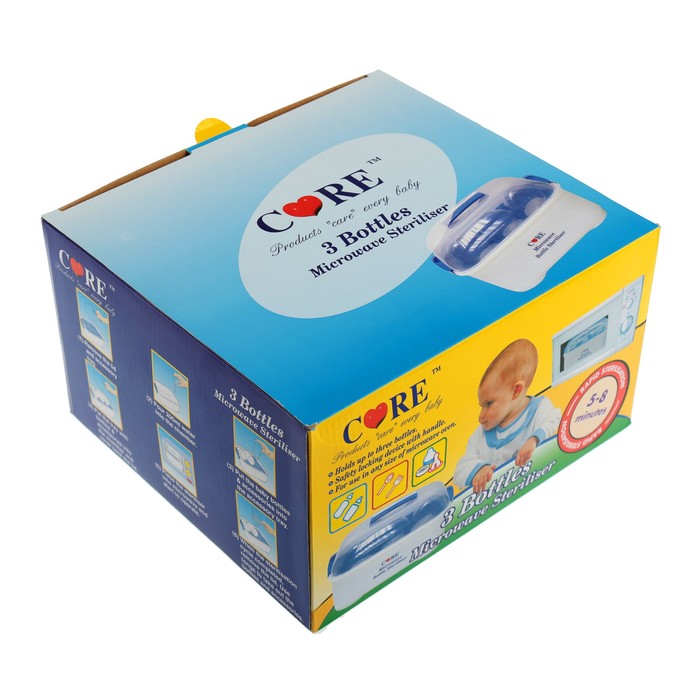 Стерилизатор для СВЧ Care 80123, на 3 бутылочки, щипцы в комплекте