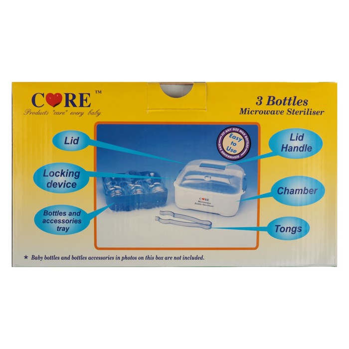 Стерилизатор для СВЧ Care 80123, на 3 бутылочки, щипцы в комплекте