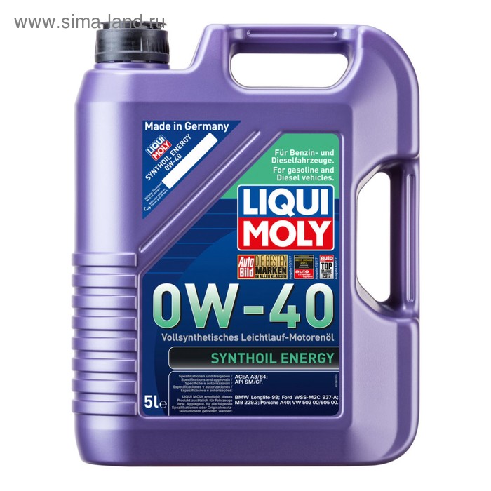 

Масло моторное LiquiMoly 0W-40 Syntohoil Energy, 5 л