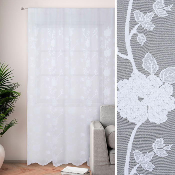 Тюль "Этель" Чувственный цветок, 150х250 см с фестоном, 69 г/м²,100% п/э