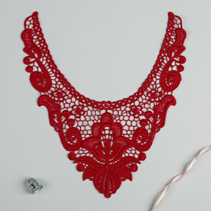 Воротник пришивной, 25,5*26см, цвет бордовый