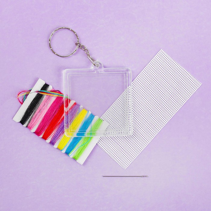 Вышивка крестиком на брелоке "Цветок и бабочка", 2 канвы в наборе