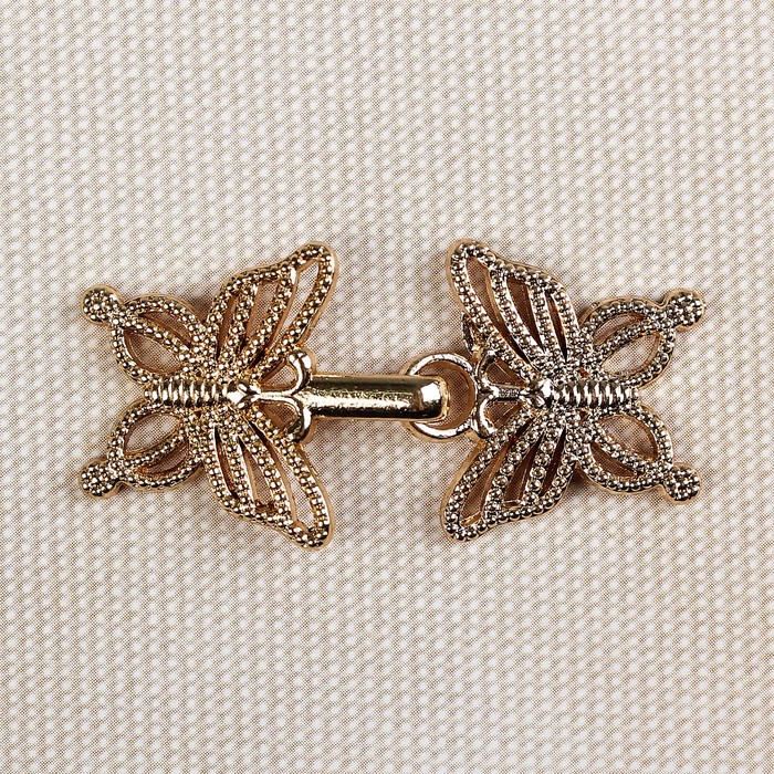 Декоративная застёжка «Бабочки», 4х2см, цвет золотой