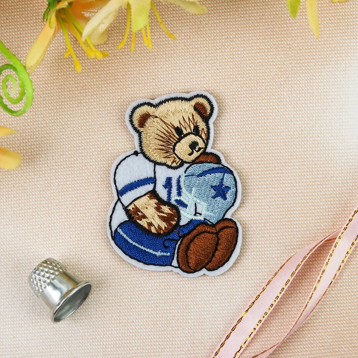 Термоаппликация "Медведь", 6*4,5см, цвет синий