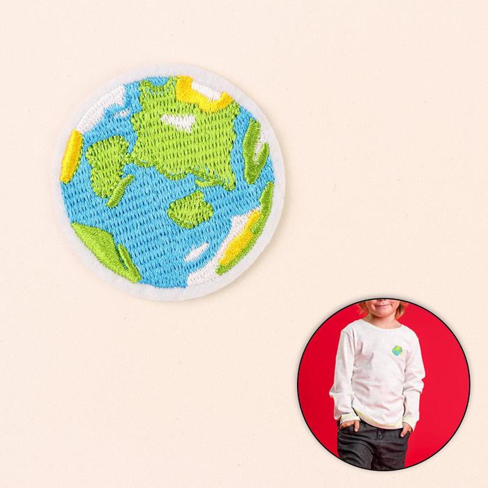 Термоаппликация "Планета Земля", 5,3*5,3см, цвет синий/зелёный