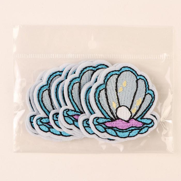 Термоаппликация "Ракушка", 5*4,5см, цвет голубой