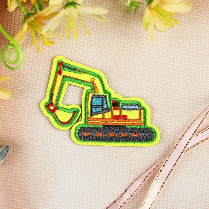 Термоаппликация "Экскаватор", 7,5*5,8см, цвет жёлтый