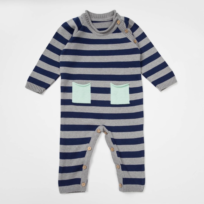 Комбинезон детский рост 56 см, цвет серый/салатовый