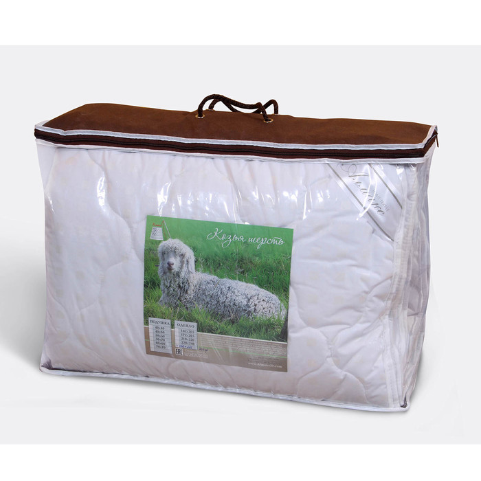 Одеяло легкое 142х205 ангорская шерсть 150 гр, ткань тик