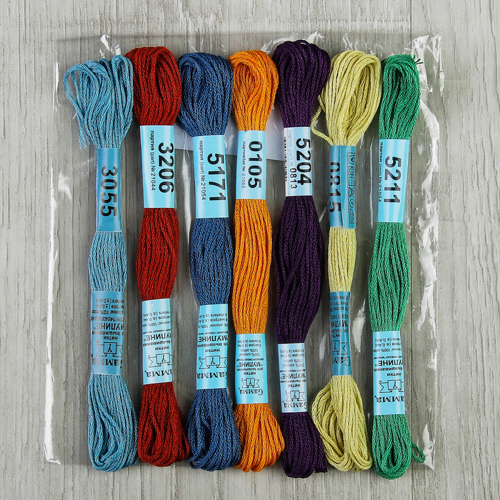 Набор ниток мулине "Микс радуга", 7шт, 8±1м