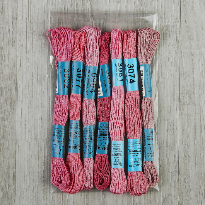 Набор ниток мулине "Спектр розовый", 7шт, 8±1м