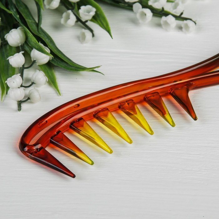 Набор расчесок, 2 предмета: простая, с ручкой, цвет янтарь