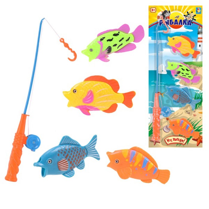 Игровой набор "Рыбалка", 4 рыбки, на блистере