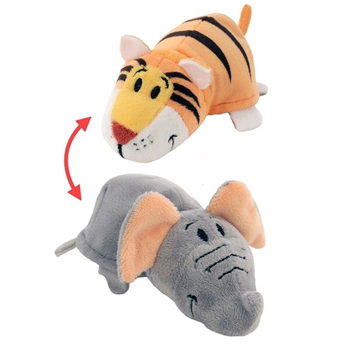 Мягкая игрушка-вывернушка 2 в 1 "Тигр-слон", 35 см