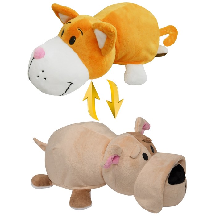 Мягкая игрушка-вывернушка 2 в 1 "Оранжевый кот, Бульдог", 35 см