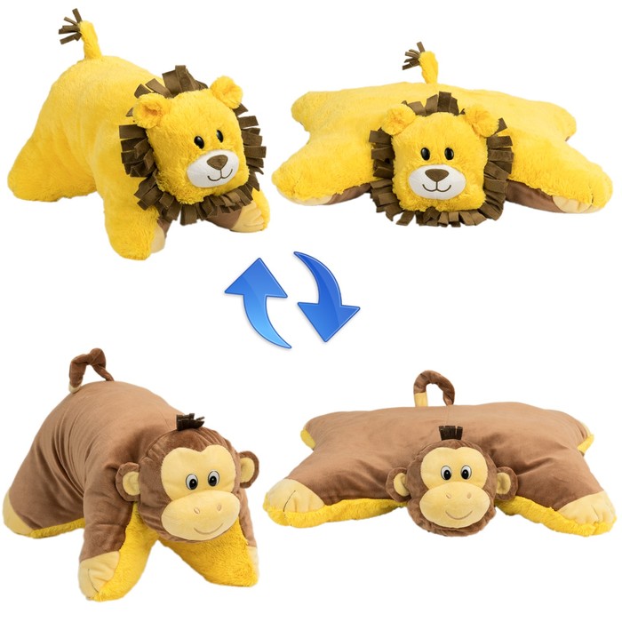 Подушка-вывернушка 2 в 1 "Лев, Обезьянка"