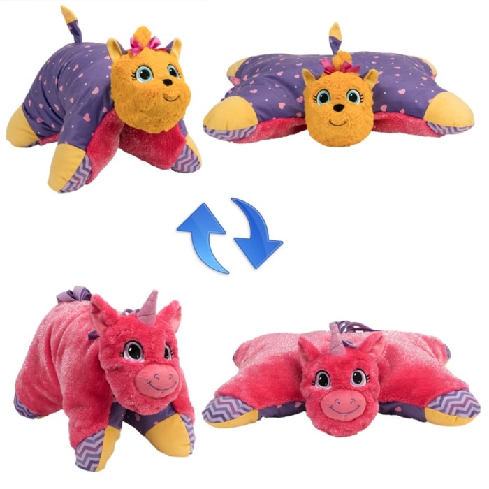 Подушка-вывернушка 2 в 1 "Лавандовый Единорог, Щенок Йорк"