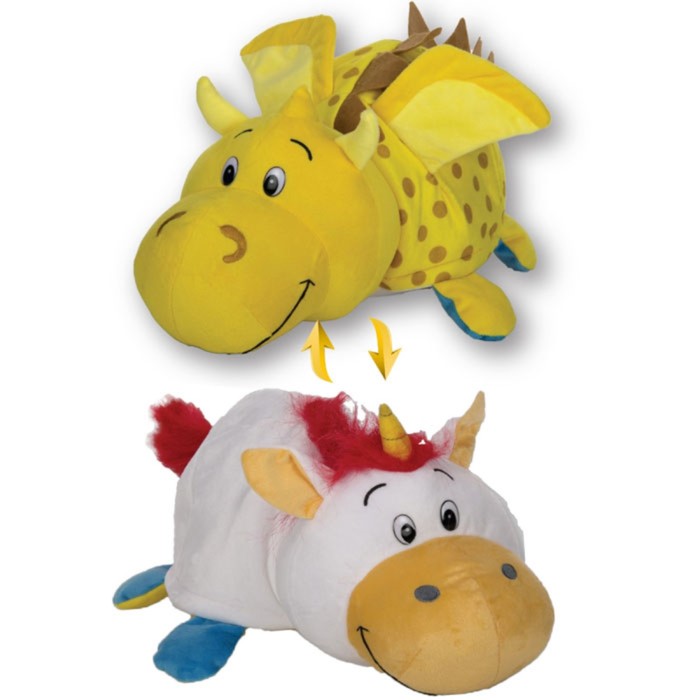 Мягкая игрушка-вывернушка 2 в 1 "Золотой дракон, Единорог", 40 см