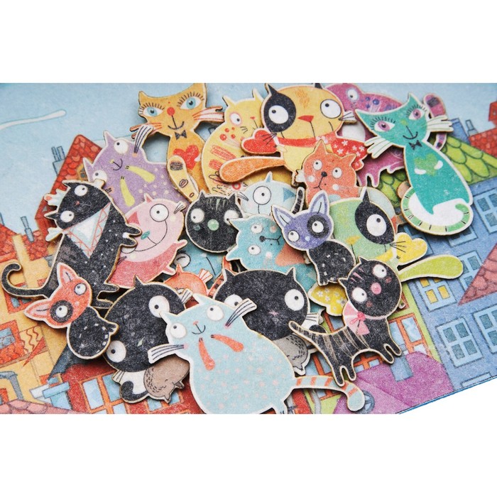 Дидактический набор с игровым полем "Городские коты", 21 деталь