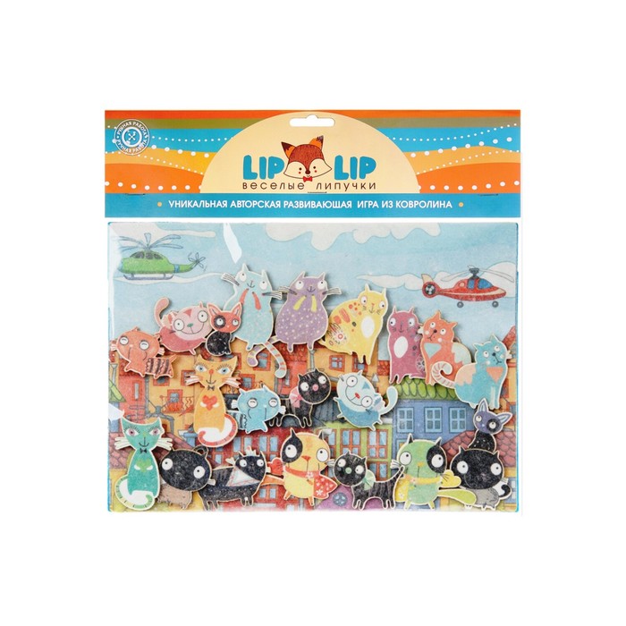 Дидактический набор с игровым полем "Городские коты", 21 деталь