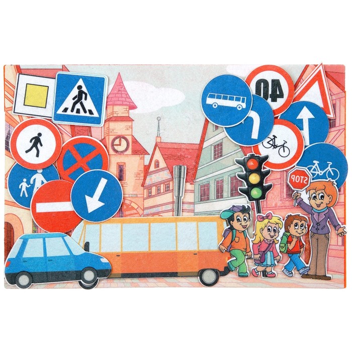 Дидактический набор с игровым полем &quot;Дорожные знаки&quot;, 19 деталей