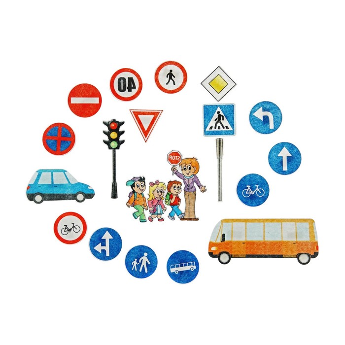 Дидактический набор с игровым полем "Дорожные знаки", 19 деталей