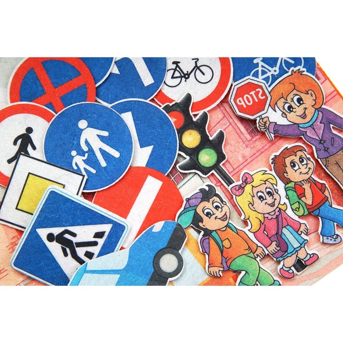 Дидактический набор с игровым полем "Дорожные знаки", 19 деталей