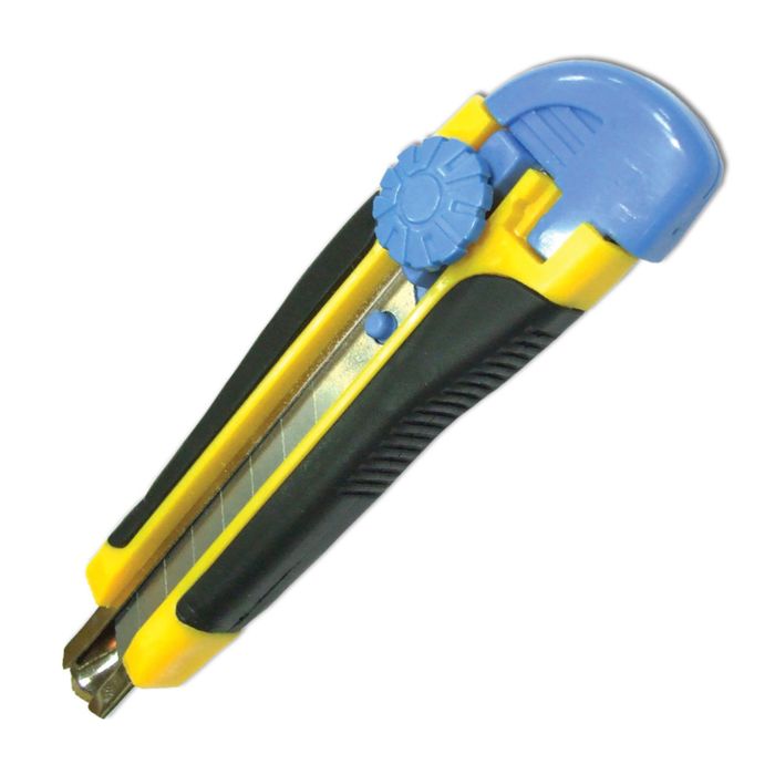 Нож универсальный SANTOOL, прорезиненный корпус, винтовой фиксатор, усиленный, 18 мм