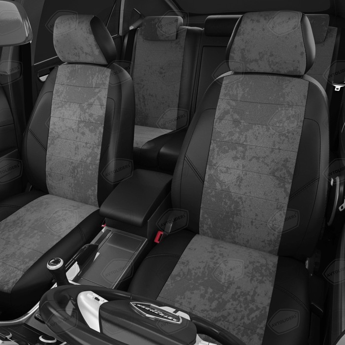 

Авточехлы для Volkswagen Crafter с 2006-2017 г., 3 места, фургон, алькантара, экокожа, цвет тёмно-серый, чёрный